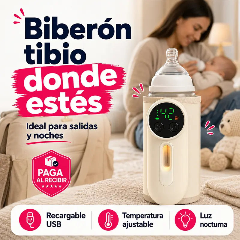 Calientabiberón Portátil Recargable: biberón tibio cuando tu bebé lo necesita