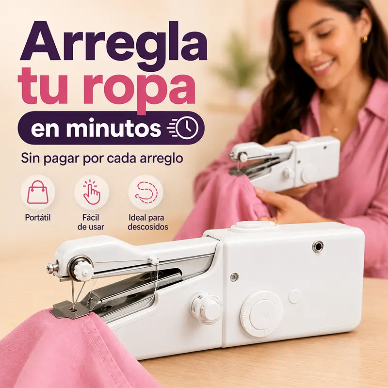 Mini Máquina de Coser inalámbrica: Ahorra en arreglos y aprovecha más tu ropa 👚✨