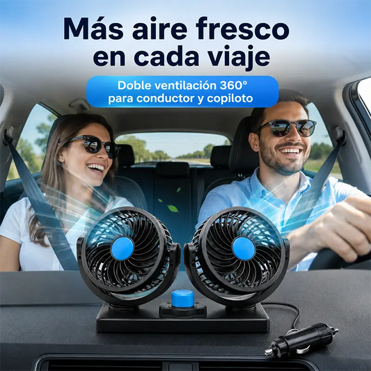 Ventilador Doble 360° para Auto: Maneja fresco en días de calor