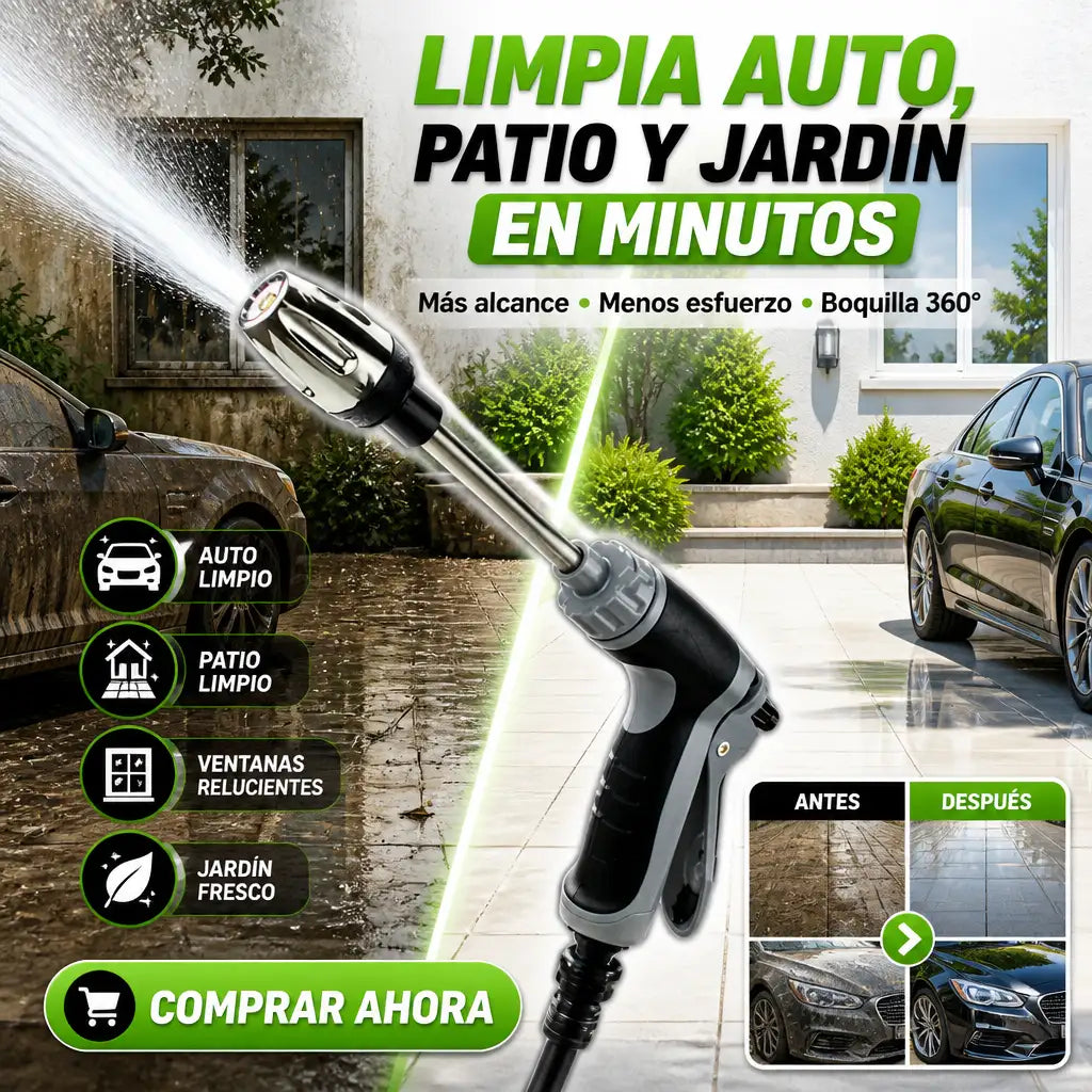 Pistola de Lavado 360° con Dispensador de Espuma: Limpieza Fácil y Completa ✨